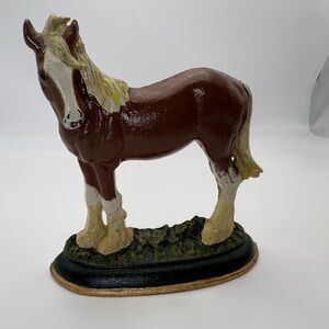 Vintage or Antique Cast Iron Painted Horse Doorstop